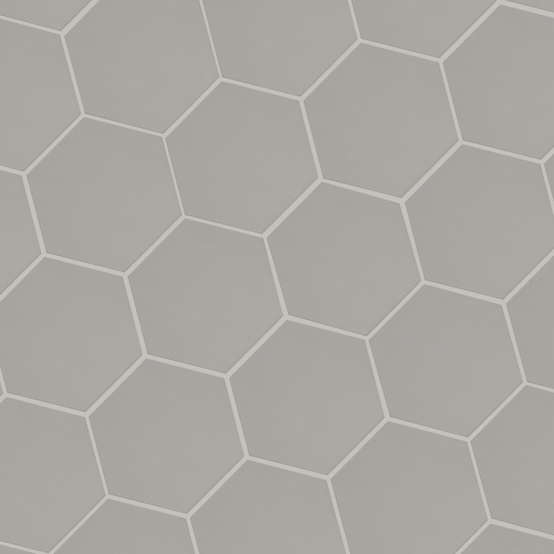 Voyage 9 in. x 10 in. Matte Porcelain Hexagon Floor and Wall Tile, Chiffon Ash
