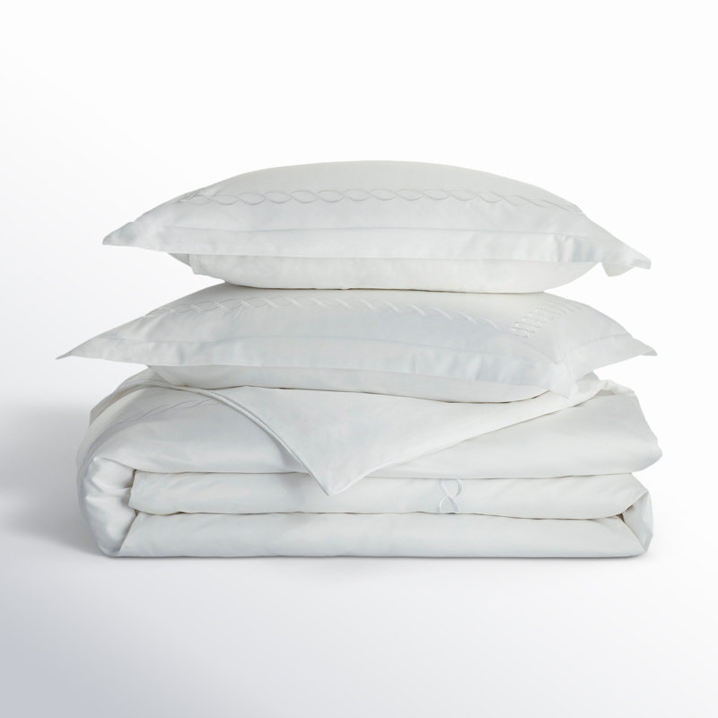 Avellana 100% Cotton Duvet Cover Set, Twin Duvet Cover + 1 Standard Sham, White