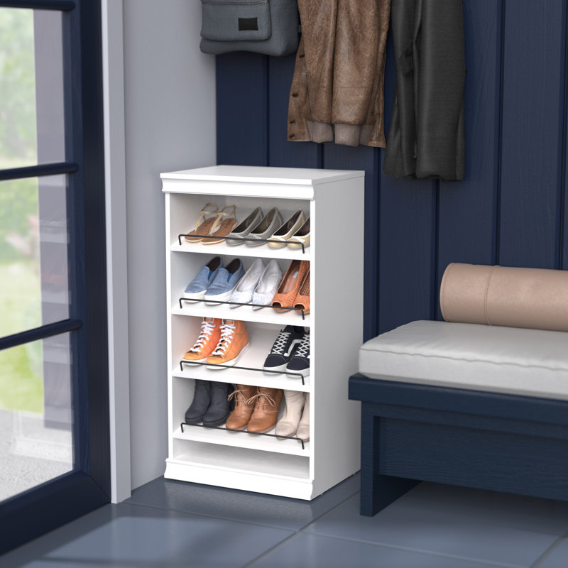 Modular Storage 21.38" W Shoe Shelf Unit with 4 Shelves, White