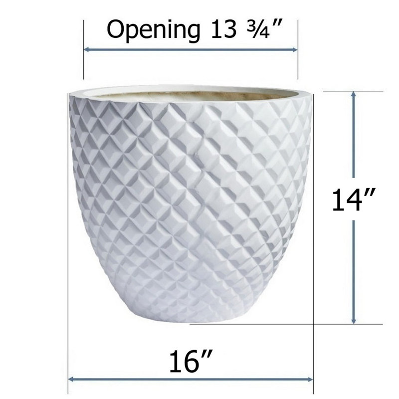 Pot à fleurs fait à la main Winderst, H 14 po x l 16 po x P 16 po, Blanc