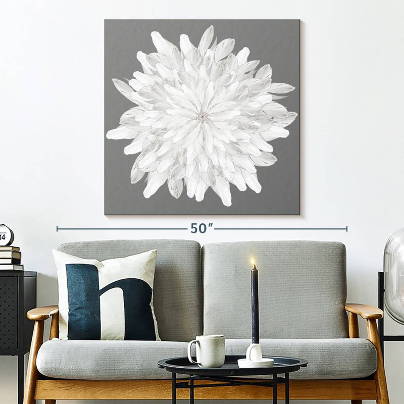 Florette à plumes blanches, H 33 po x l 33 po