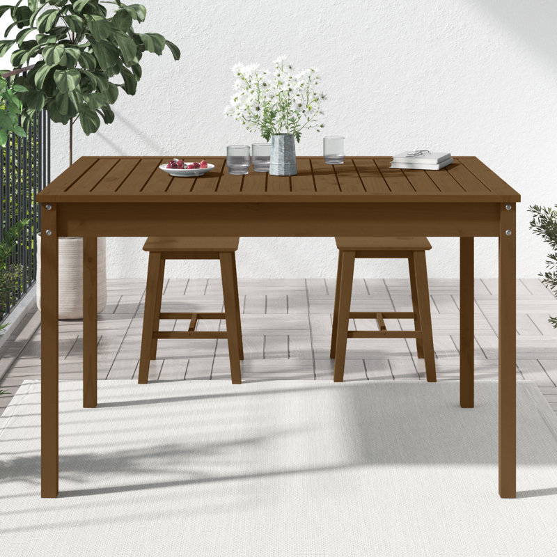 Josephville Rectangular Pine Outdoor Dining Table , cm W cm D, 29.92" H x 32.48" W x 47.64" D, Honey Brown