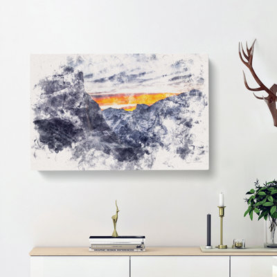 Sunset over Yosemite Watercolour - Wrapped Canvas