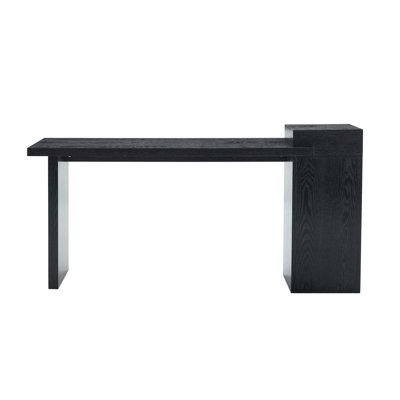 Table d'appoint pour canapé en bois aggloméré moderne moderne avec panneau de rangement en panneau de fibres à densité moyenne avec tablettes de rangement ouvertes à 2 niveaux pour le salon, le couloir et la chambre à coucher
