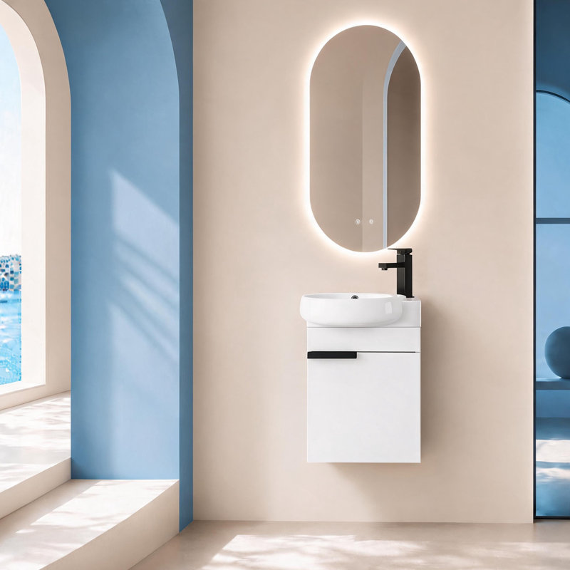 Meuble-lavabo flottant 16 "Bend (RTA) Bend, Blanc