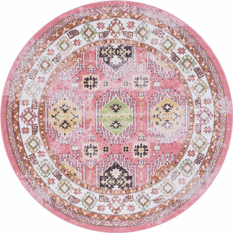 Esveidy Ikat Indoor Rug, Round 8'