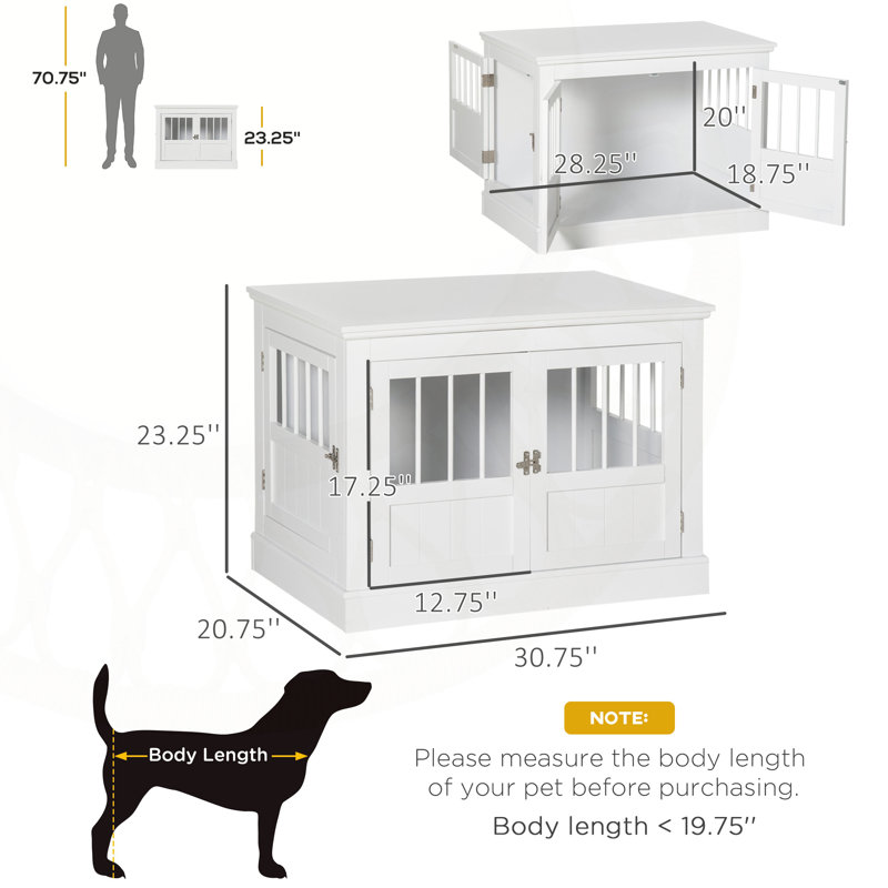 Versatile Wooden Dog Crate End Table with Multiple Doors for Small Dogs