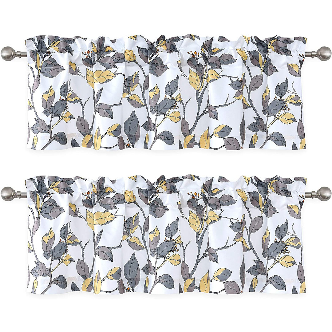 Alarnah 2 Pack Kitchen Valance Branch Leaves 52'' Window Valance (Set of 2) Red Barrel Studio®