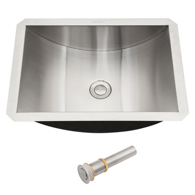 Lavabo de salle de bain encastrable en acier inoxydable au nickel brossé 18 po x 13 po avec bonde escamotable, construction Su304 pour la robustesse, surface nano repoussant l'eau comme un lavabo sans effort, 18 x 13 x 5 po