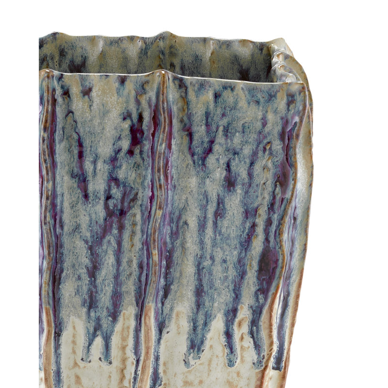 Sea Horizon Handmade Ceramic Table Vase, 20" H x 12.5" W x 9.5" D