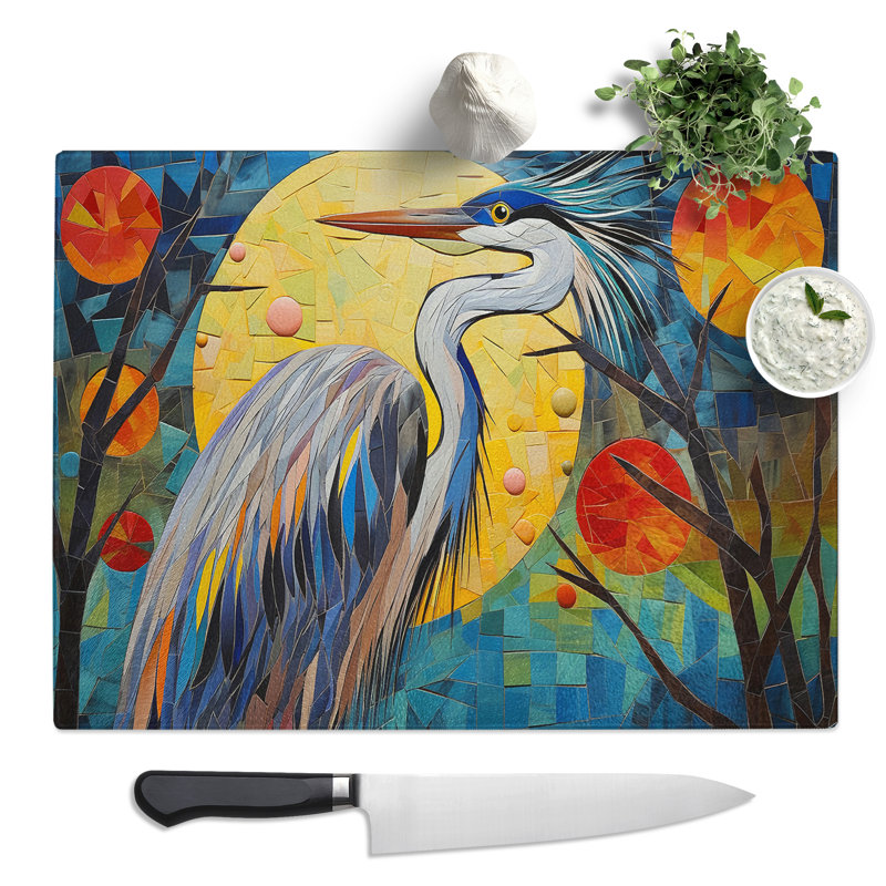 Heron Abstract No.2  Glass Chopping Board