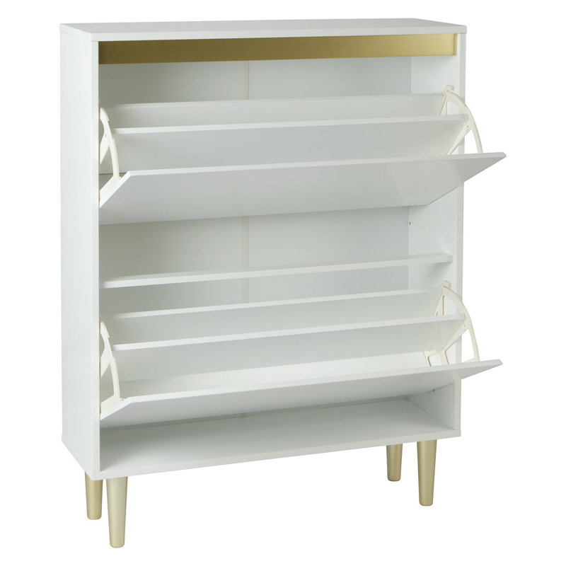 Bellandra Iliana 2 Door Shoe Cabinet, Gold/White