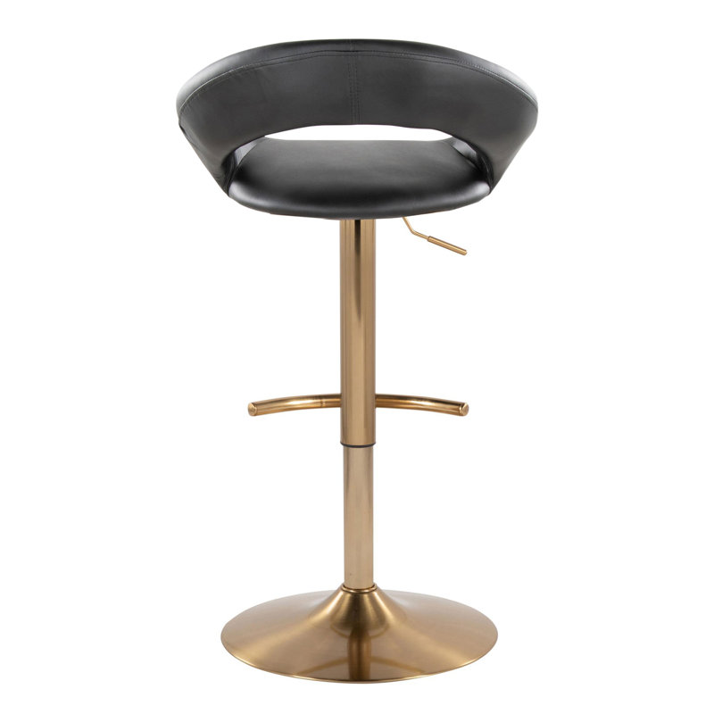 Tabouret de bar 41 po 41 po contemporain en métal doré noir avec repose-pieds (ensemble de 2), Doré