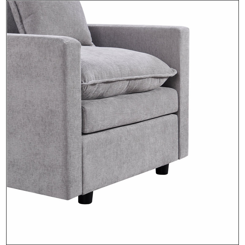Canapé-lit en tissu d'ameublement Chenille, Gris