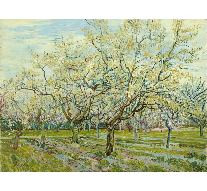 "The White Orchard" par Vincent Van Gogh - Art mural sur toile tendue avec châssis, H 24 po x l 17 po