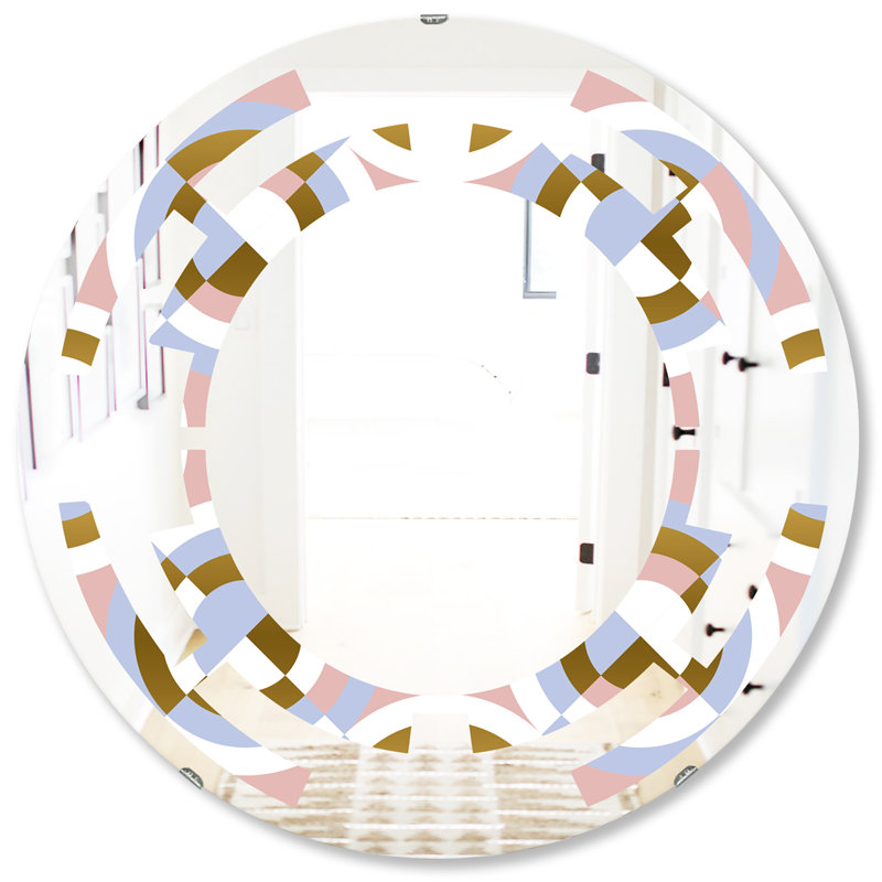 Miroir mural à motif moderne sans cadre, H 23,6 po x l 23,6 po, Formes géométriques spatiales spatiales