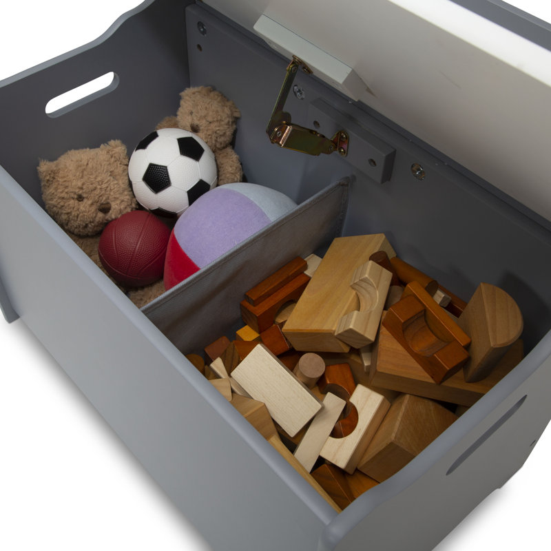 Grey and White Modern Toy Box with Safety Lid
