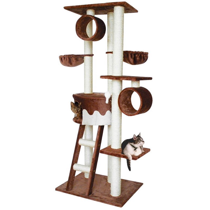 168cm H Cat Tree, Beige/Brown