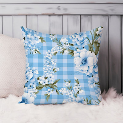 Floral Blue Gingham Flowers V Shabby Elegance