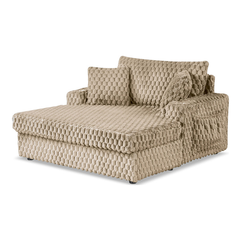 Méridienne surdimensionnée à 2 accoudoirs Taffem, Beige clair