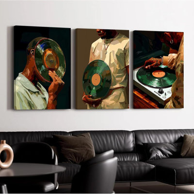 Black Man Wall Art African American Men Canvas Wall Decor Black People DJ Poster Hip Hop Prints Music Pictures Fashion Male Artwork Culture Painting For Bedroom Living Room 12X16x3 Inch Ready To Hang