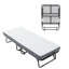 Lit pliant avec matelas pour adultes, lit pliant en métal 75 po x 31 po pour invité avec matelas en mousse à mémoire de forme sur roulettes, lit escamotable peu encombrant