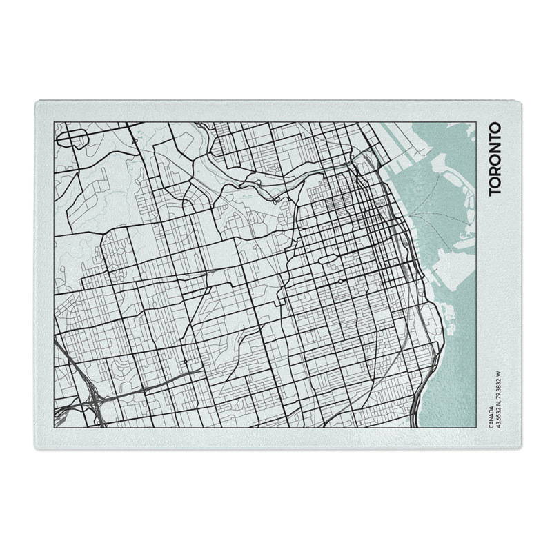 Map Toronto Canada Chopping Board, 28.5cm W x 39cm L