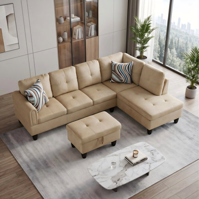 Canapé modulaire rembourré réversible avec repose-pieds