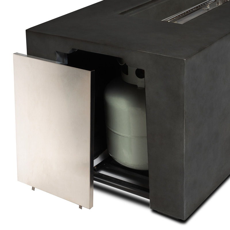 Rectangle Concrete Large Fire Pit Table, Black