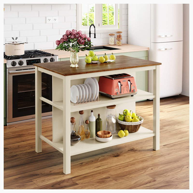 Table de salle à manger en bois d'hévéa avec 2 tablettes ouvertes