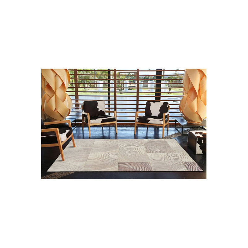 Tapis crème à motif tissé lavable à la machine, Sous-tapis carré 3 pi 3 po inclus