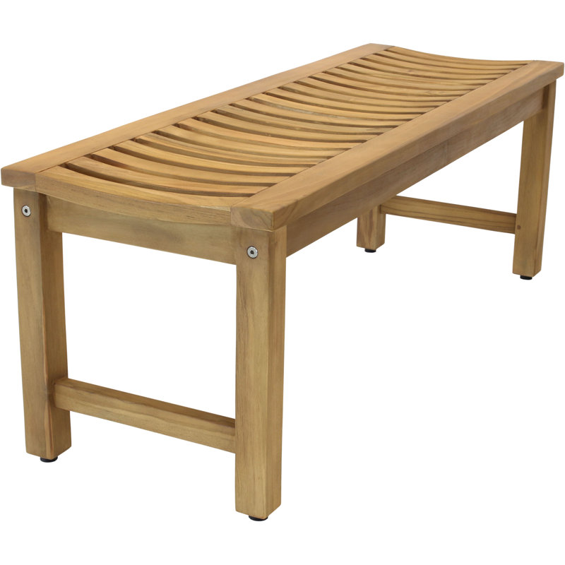 Outdoor Teak Bench, 17" H x 48" W x 16.5" D