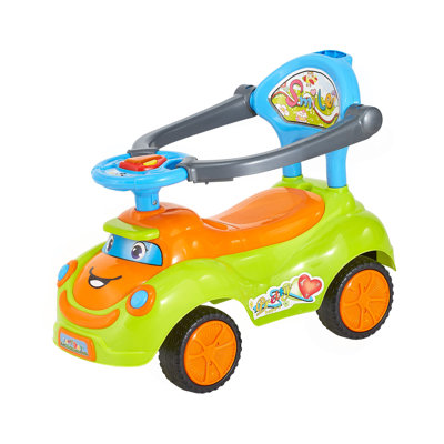 Ride On Push Car, Push Car for Toddler 19 to 36 Months, Around Buggy with Guardrails, Handle & Under-seat Storage, 55 lbs Load Capacity, Foot-to-Floor Walker for Boys Girls