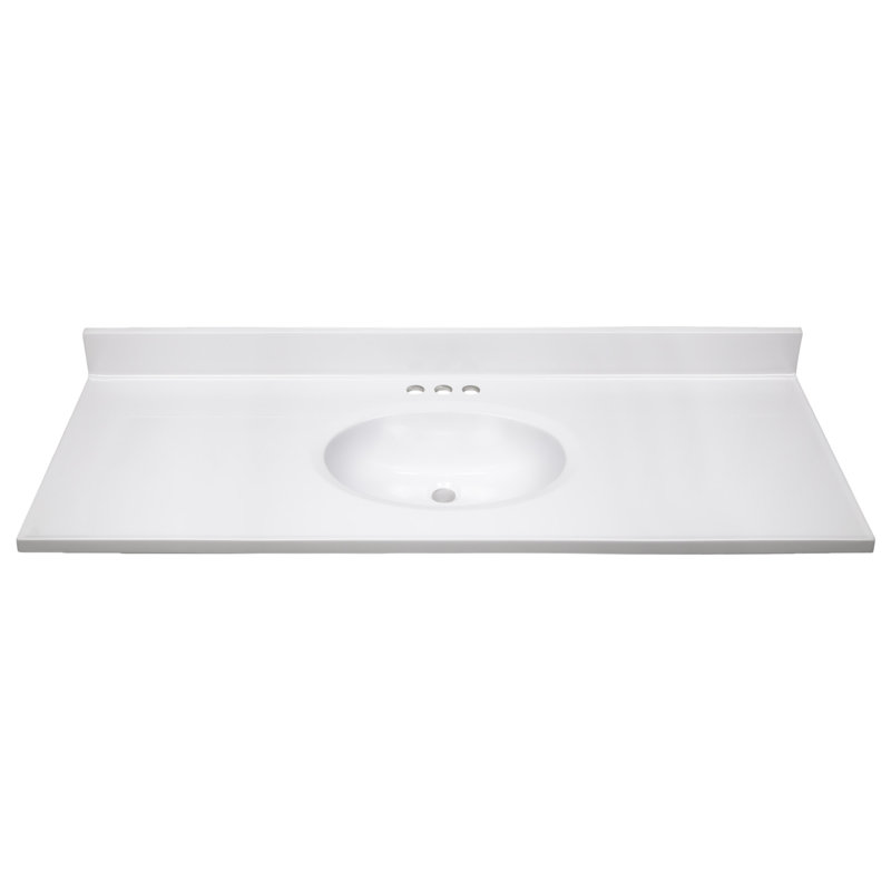 Solid White 49" Cultured Marble Vanity Top with Integrated Sink