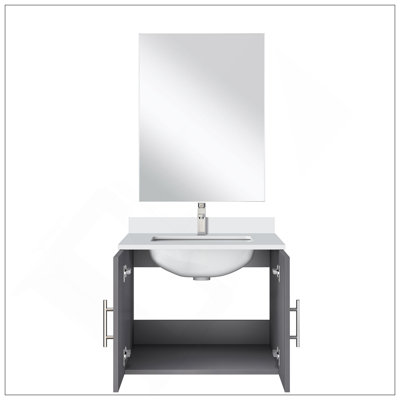 Meuble-lavabo simple élégant 24 po X P 22 po D, comptoir en quartz blanc, 18 po Ensemble miroir et robinet