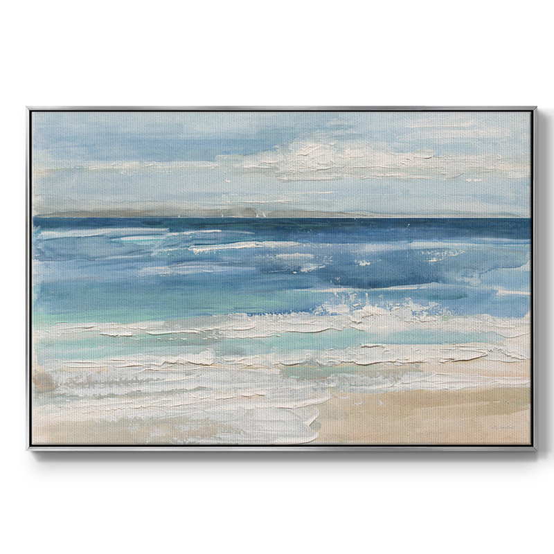 " Ocean Waves I ", 17" H x 25" W x 2" D, Silver Framed Canvas