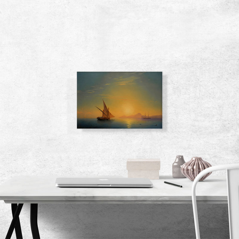 Coucher de soleil sur Ischia 1857 par Ivan Aivazovsky, reproduction d'art sur toile tendue, H 12 po x l 18 po x 1,5 po