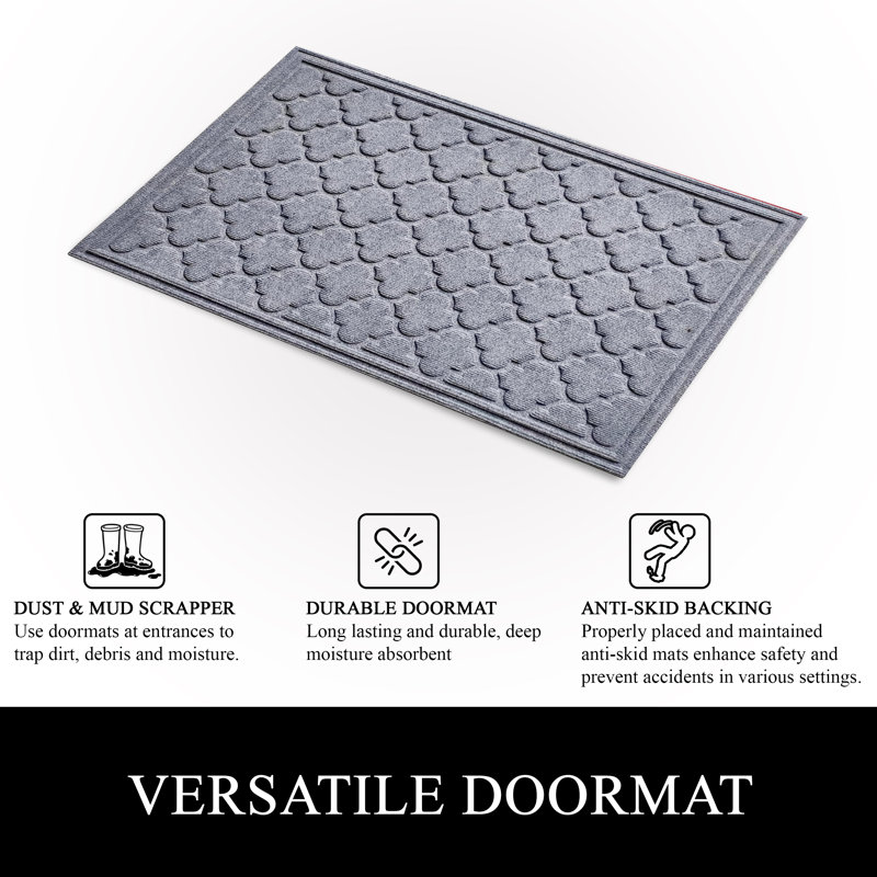 Tapis d'entrée antidérapant Olanna, Gris clair