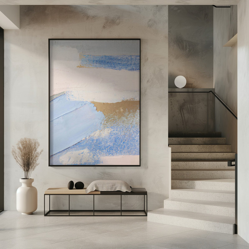 "Brush Strokes 3", art mural texturé encadré, Noir, noir, noir, noir, H 14 po x l 10 po