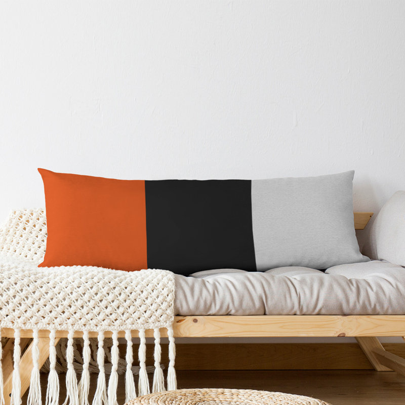 Polyester Medium Pillow, Orange/Black Middle, Aaru 