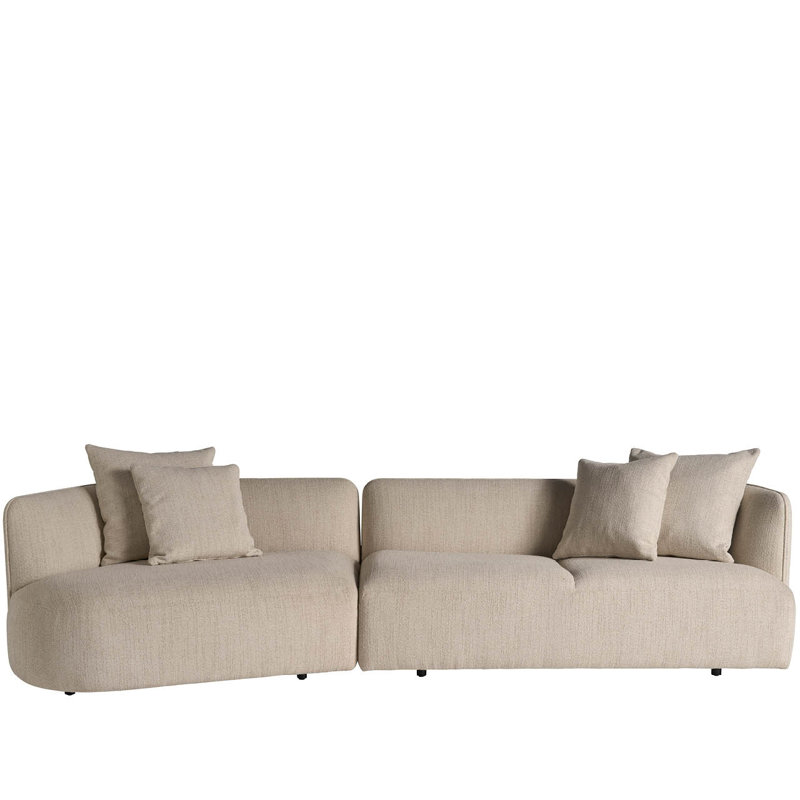 Danica Left Short Chaise Right Long Chaise, Beige Polyester Blend, Left Hand Facing