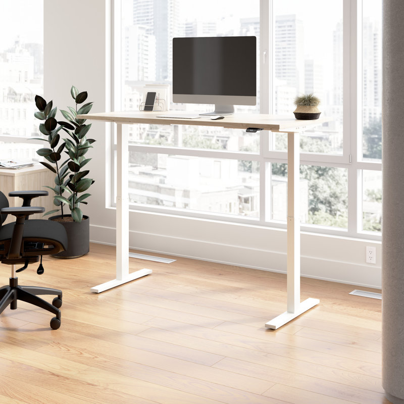 Bush Business Furniture Move 60 Series Electric Height Adjustable Standing Desk, 27" H x 59.5" W x 29.4" D, Natural Elm
