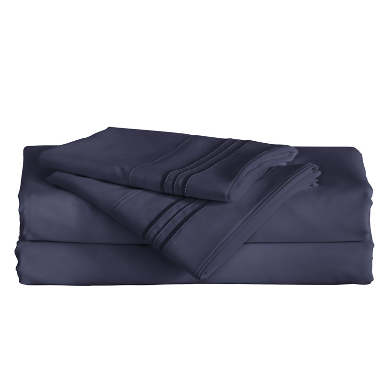 Navy Blue Queen Microfiber 4-Piece Bed Sheet Set