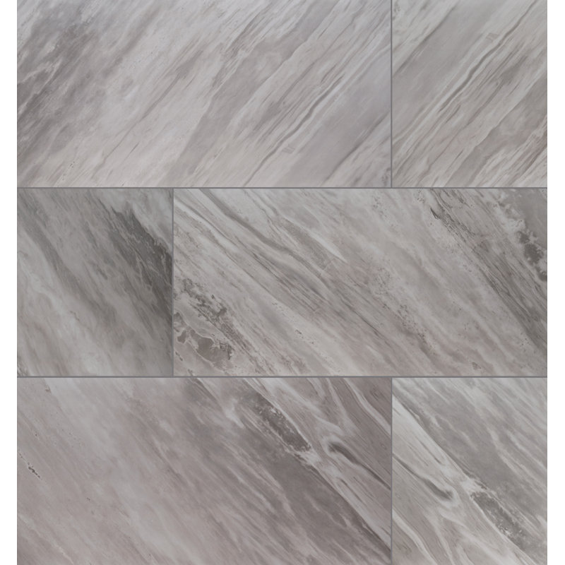 Ardena 24 in. x 48 in. Matte Porcelain Stone Look Floor and Wall Tile, Mist Nero