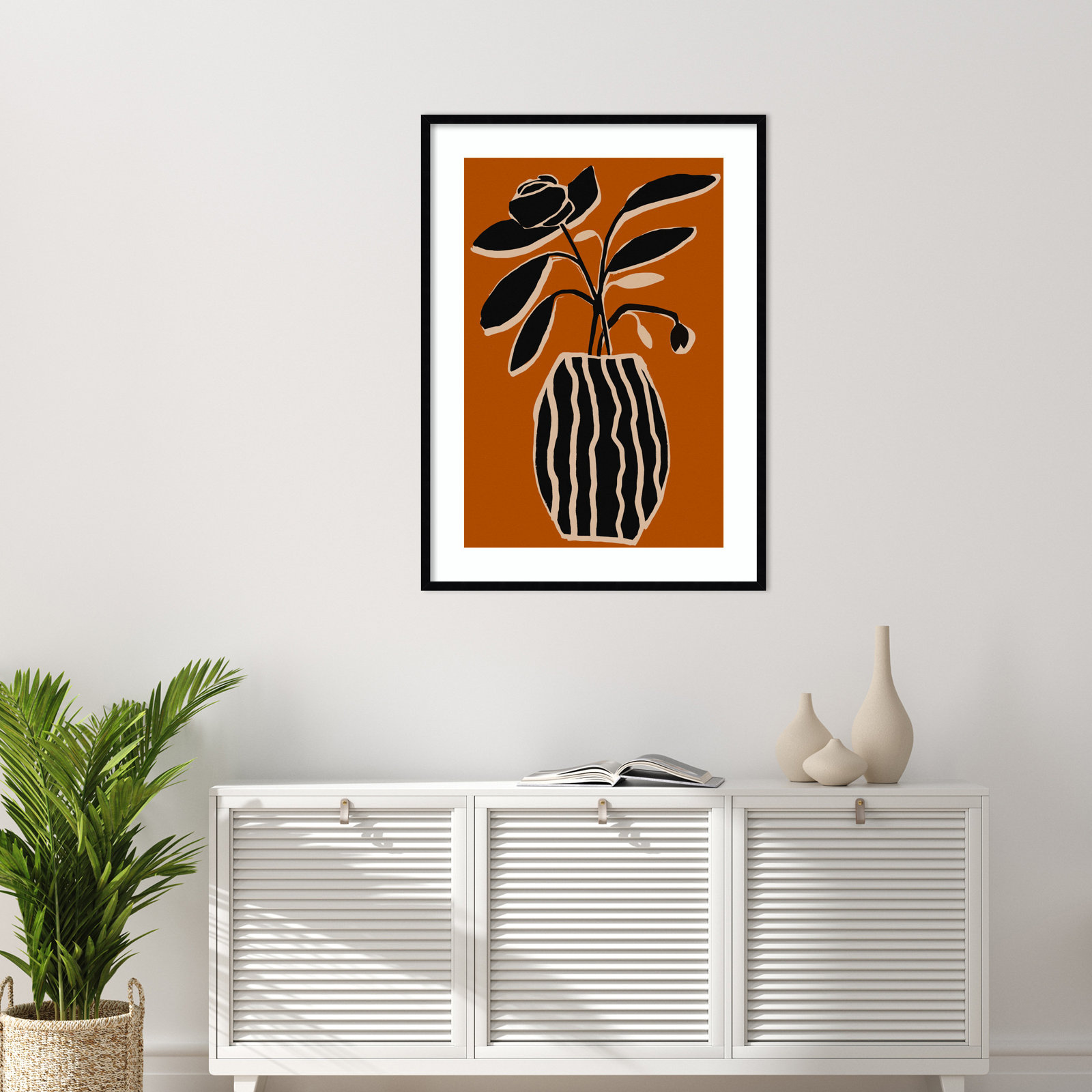 Ochre Still Life No 5 by Treechild, Black Framed, 41" H x 30" W x 1" D