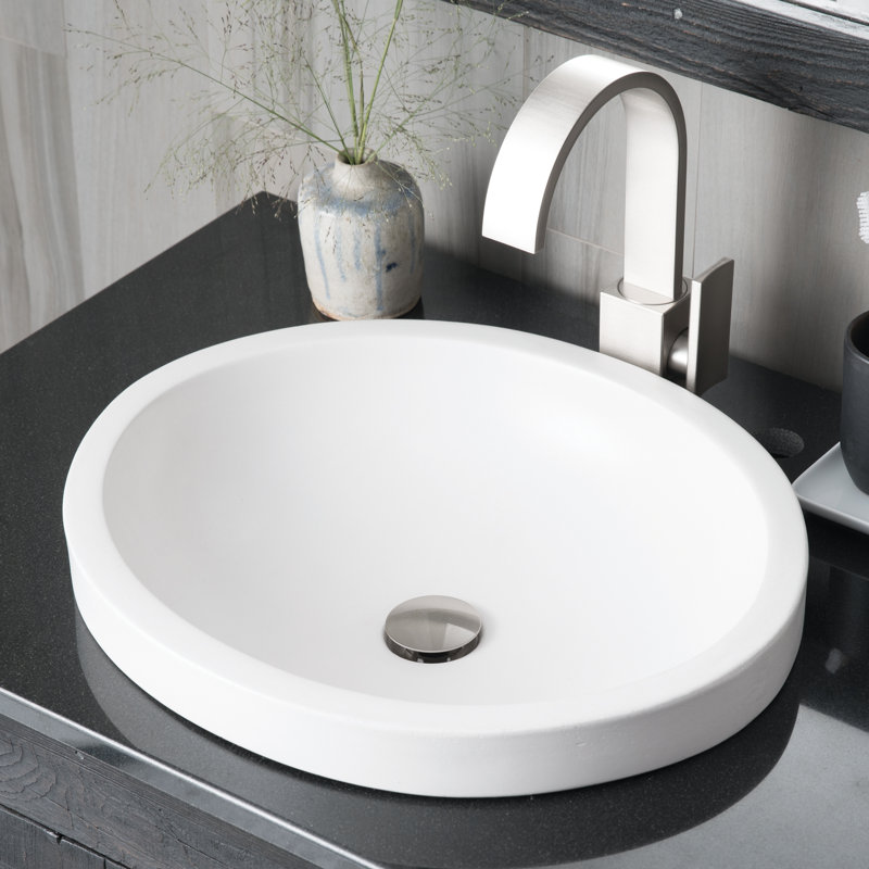 Tolosa Stone Handmade Oval Drop-in Bathroom Sink, Sand