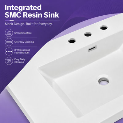 Ensemble de meuble-lavabo double avec lavabo SMC 4 portes et 3 tiroirs Damarquis