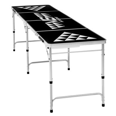 Table à bière portative de 8 pieds, table de hayon pliable, poignées de transport et 6 balles de ping-pong, hauteur réglable, table légère pour le bureau, la fête, le voyage et le camping, noir