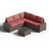 Coussin rouge / cadre brun