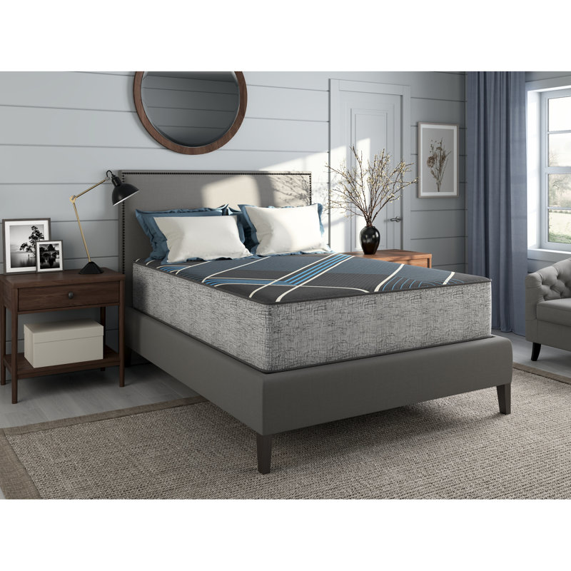Grey+blue 13" King Foam Mattress With Dual Cooling, Marvellous Middle® And 360° Support For Edge Comfort Foam, Maximum Sleep Surface